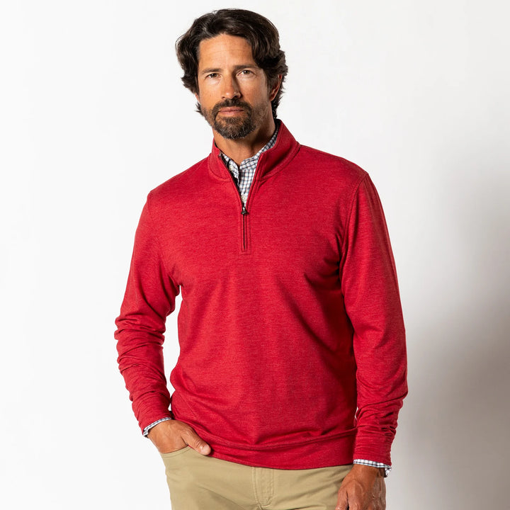 Duck Head Dunmore Performance 1/4 Zip Pullover - Rio Red Heather