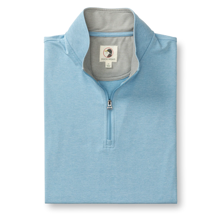Duck Head Long Drive Performance 1/4 Zip Pullover - Glacier Blue Heather