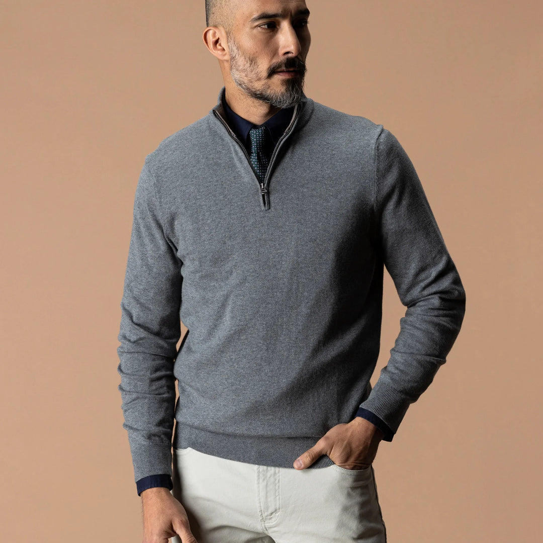 Duck Head Ridley 1/4 Zip Sweater- Monument Grey