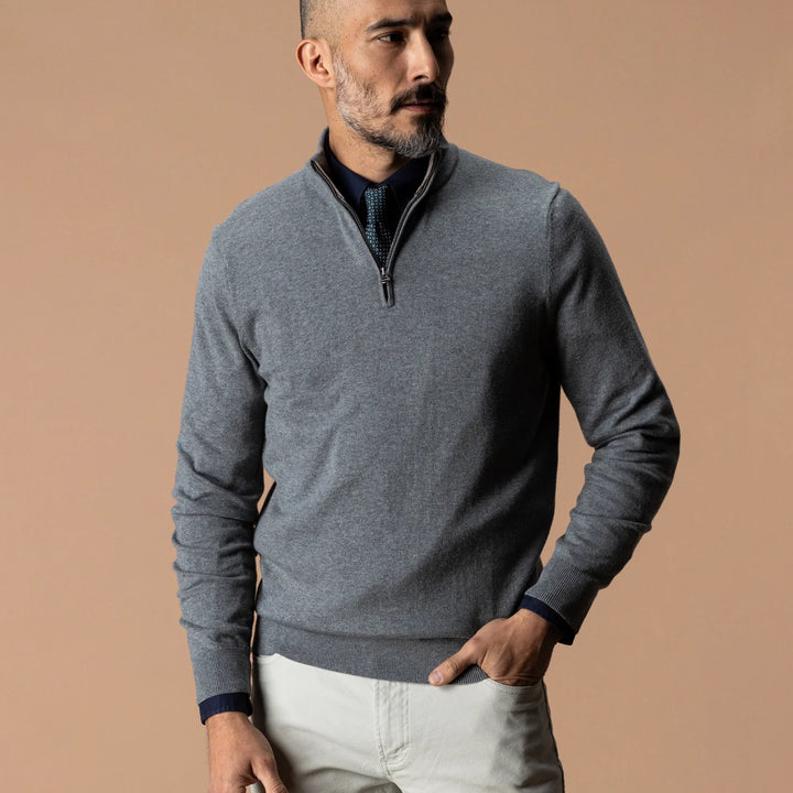 Duck Head Ridley 1/4 Zip Sweater- Monument Grey