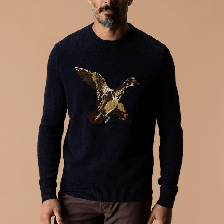 Duck Head Flying Wood Duck Merino Intarsia Crewneck Sweater