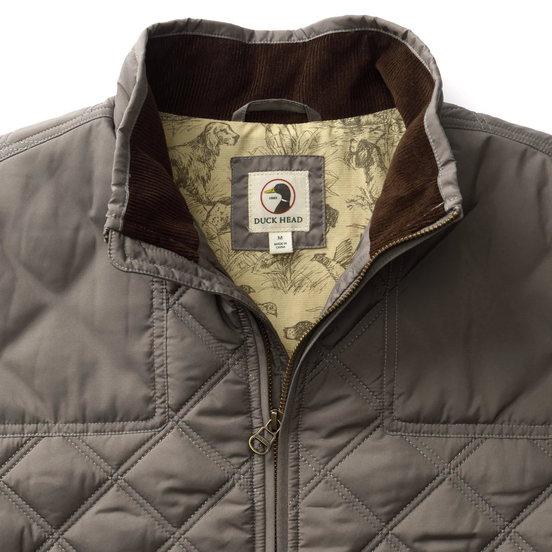 Duck Head Fremont Sport Performance Quilted Vest- Fossil Gray