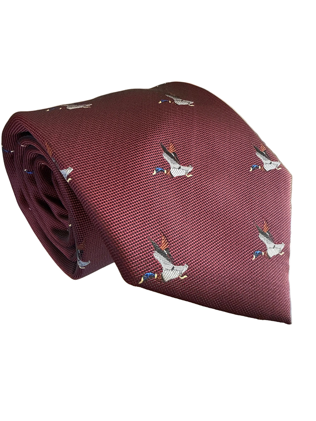 The Shirt Shop Tall Tie- Maroon with Flying Ducks