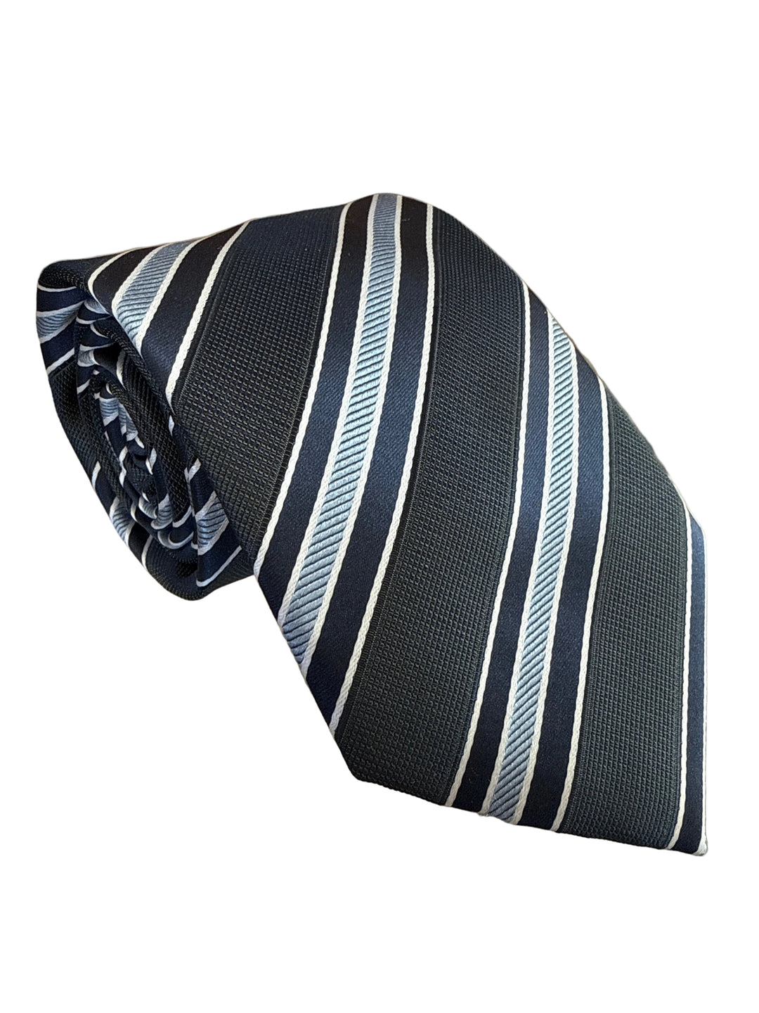 The Shirt Shop Tall Tie- Iron with Navy/Blue Stripe