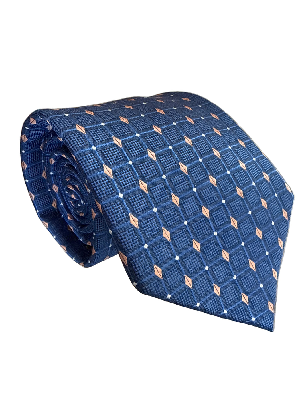 The Shirt Shop Tie- Navy with Pink Diamonds