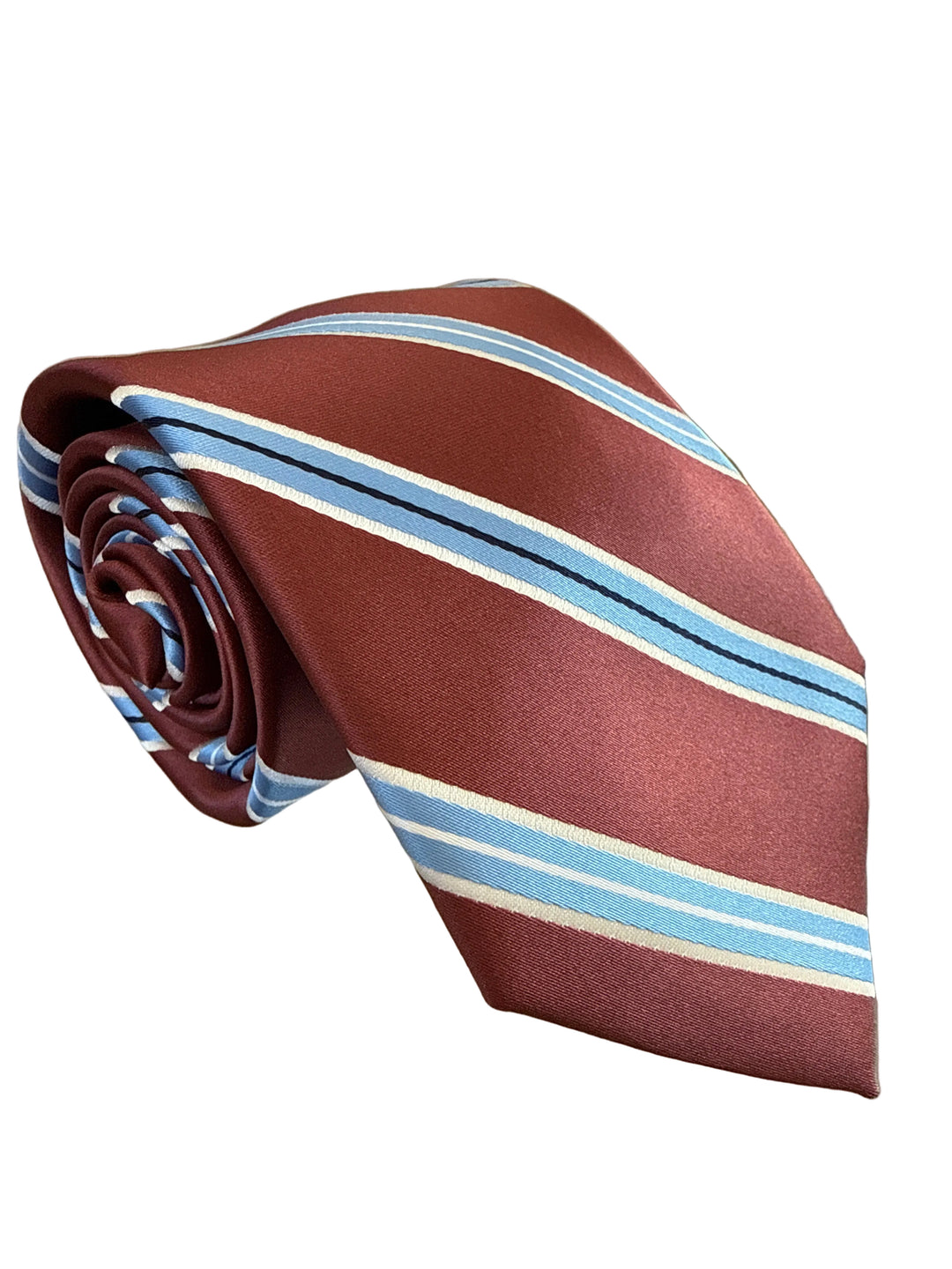 The Shirt Shop Tall Tie- Crimson with Blue/White Stripes