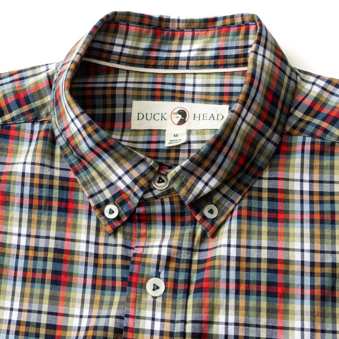 Duck Head Cotton Twill Sport Shirt- Baley Plaid Maritime Blue