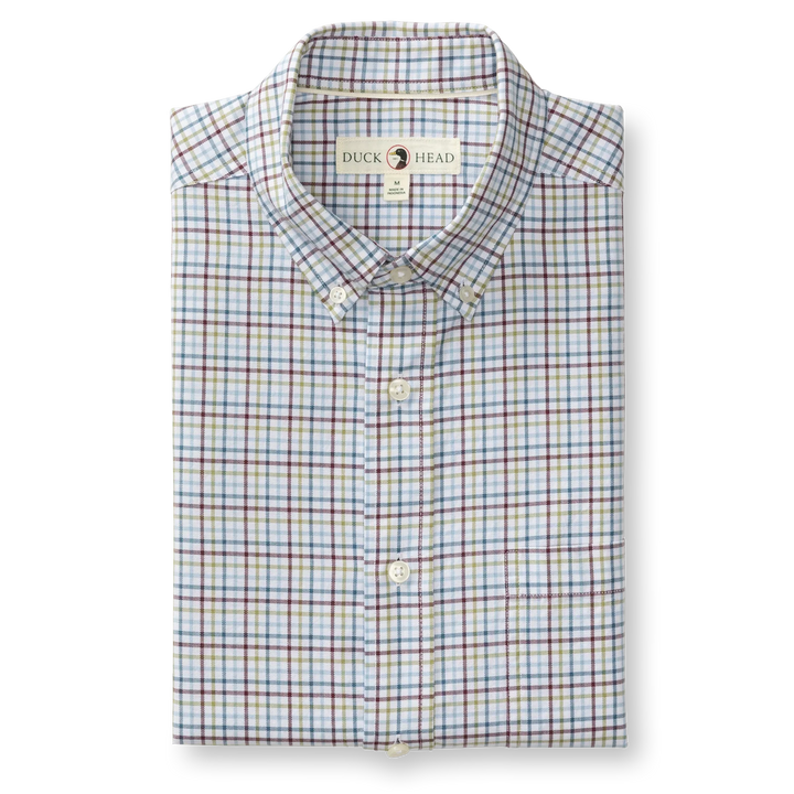 Duck Head Cotton Oxford Sport Shirt- Bennet Plaid Fig