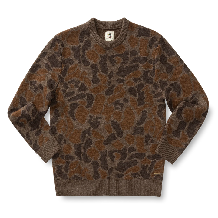 Duck Head Intarsia Crewneck Sweater- Toasted Khaki Camo