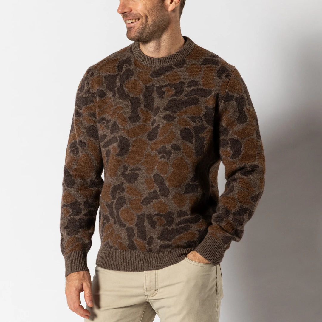 Duck Head Intarsia Crewneck Sweater- Toasted Khaki Camo