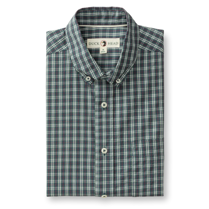 Duck Head Cotton Cashmere Poplin Sport Shirt- Cody Plaid Orion Blue