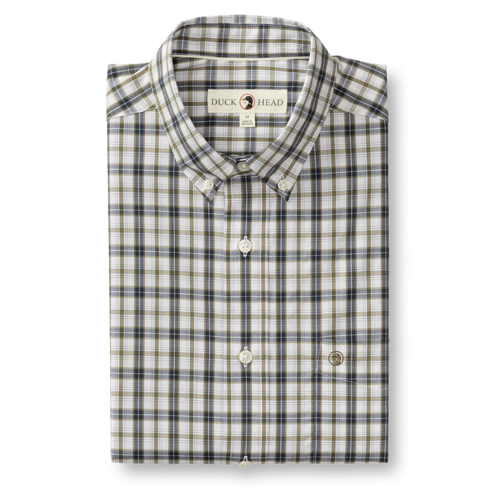 Duck Head Performance Poplin Sport Shirt- Joplin Plaid Navy