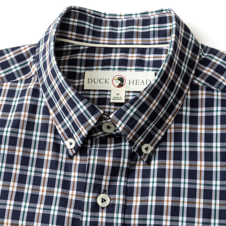 Duck Head Performance Poplin Sport Shirt- Moseley Plaid Maritime Blue