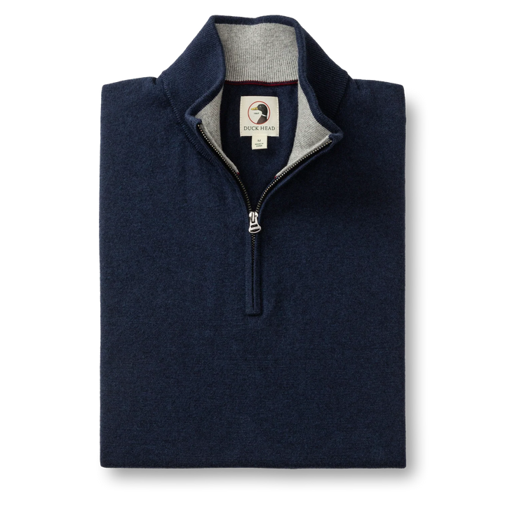 Duck Head Ridley 1/4 Zip Sweater- Maritime Blue