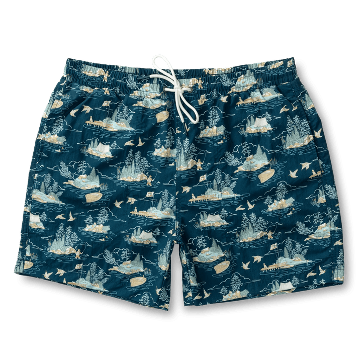 Duck Head 6" Sailport Printed Swim Short - Dark Indigo