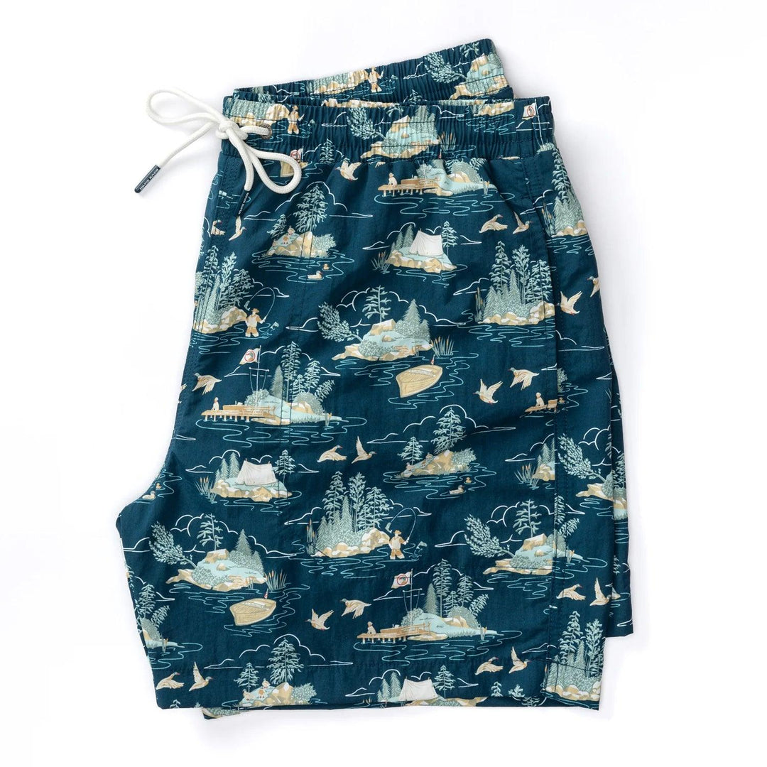 Duck Head 6" Sailport Printed Swim Short - Dark Indigo