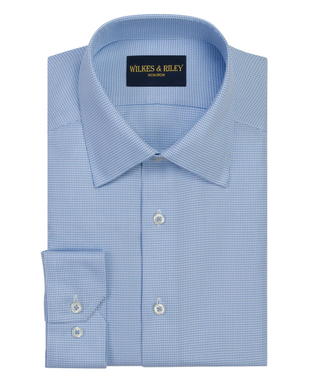 Wilkes & Riley Blue Houndstooth Spread Collar Dress Shirt
