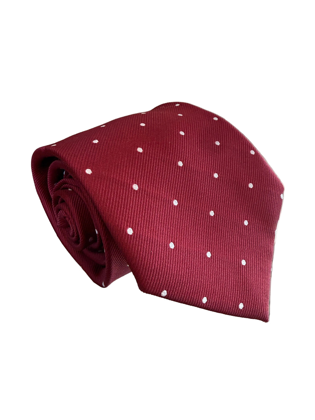 The Shirt Shop Tie- Crimson with White Dots