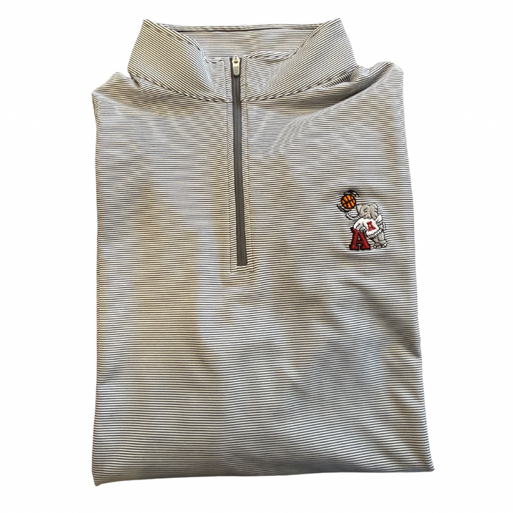Peter Millar Mini Stripe Perth Quarter Zip- Iron (Big AL Basketball)