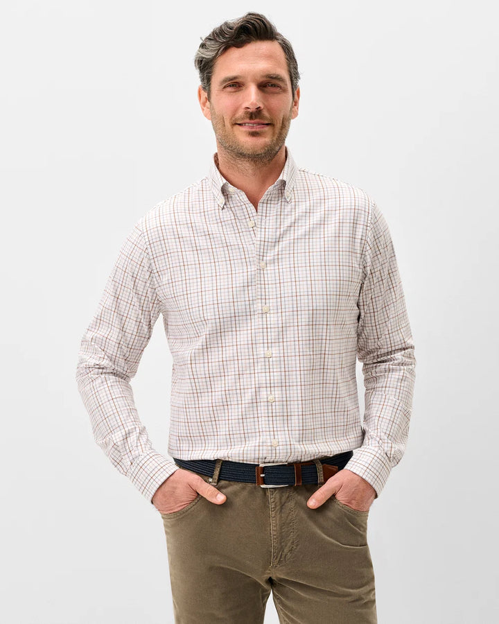 Johnnie-O Everyday Performance Button Down Shirt - Sandlewood Pane