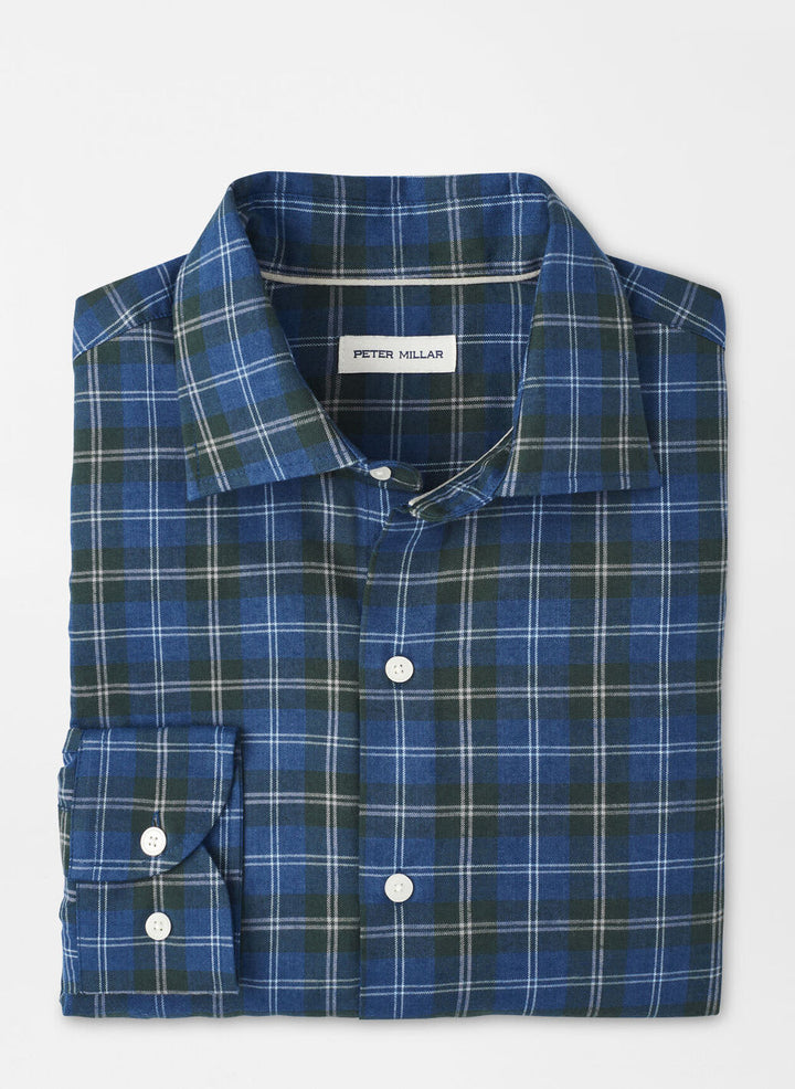 Peter Millar Frasier Performance Flannel Sport Shirt- Blue Haze