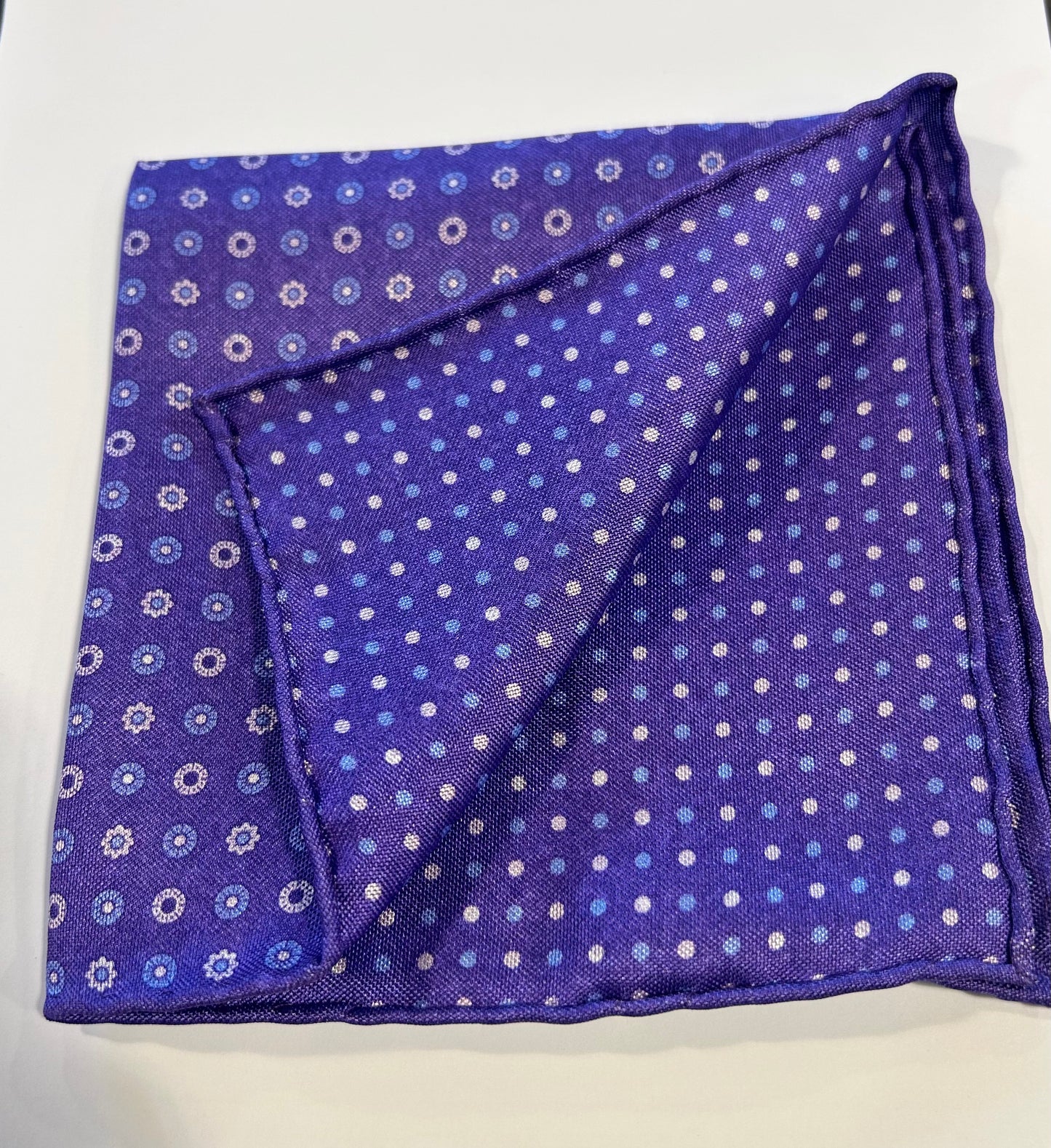 David Donahue Pocket Square - Purple Floral Print / Polka Dots