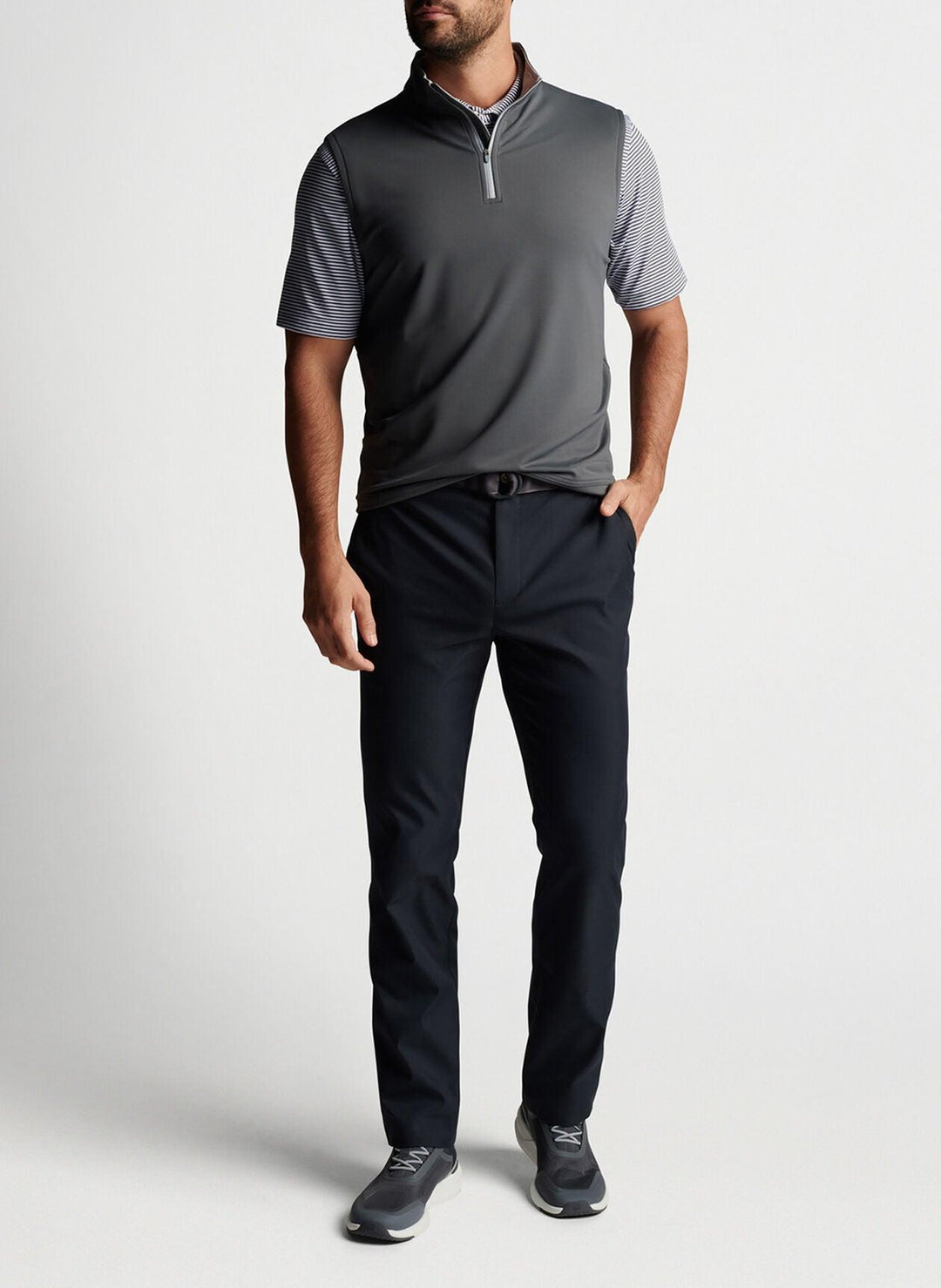 Peter Millar Galway Quarter-Zip Vest- Iron