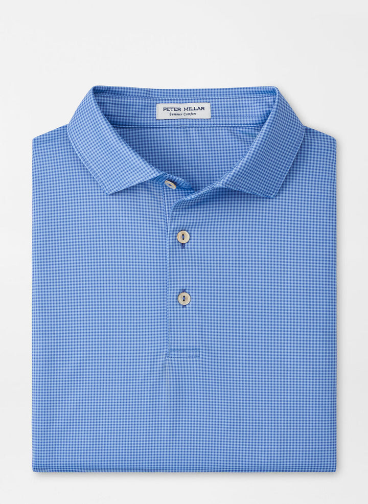 Peter Millar Gingham Performance Jersey Polo- Evening Tide