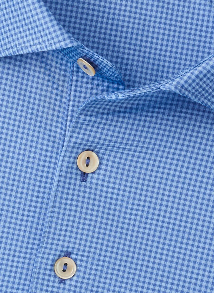 Peter Millar Gingham Performance Jersey Polo- Evening Tide