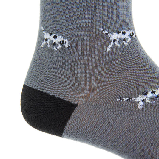 The Shirt Shop Dress Socks - Mercury Gray w/ Cream Bird Dogs