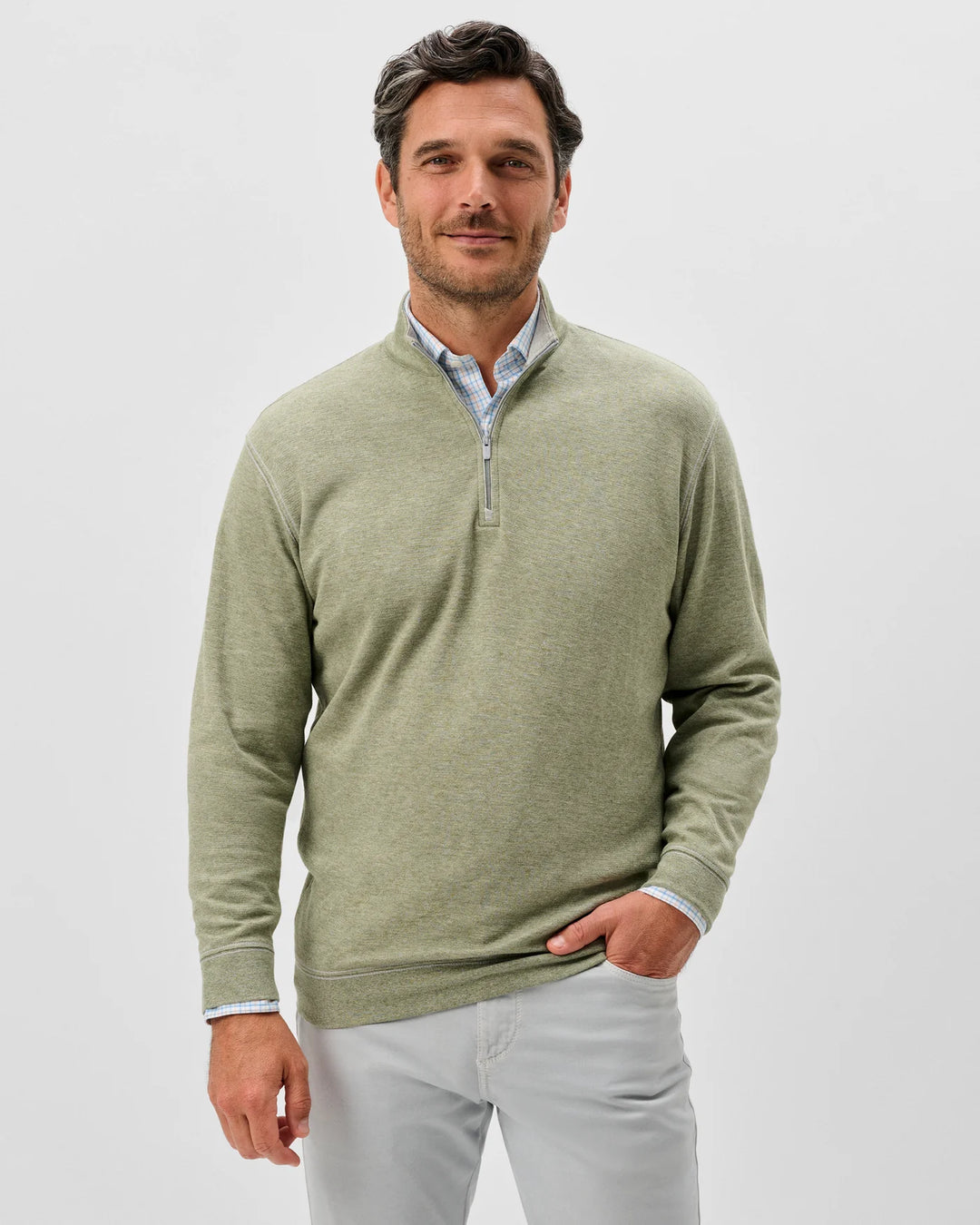 Johnnie-O Hanks Lightweight 1/4 Zip- Pesto