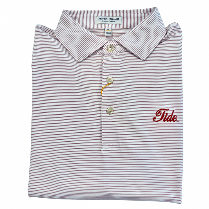 Peter Millar Halford Polo- Crimson & White (Tide Script)