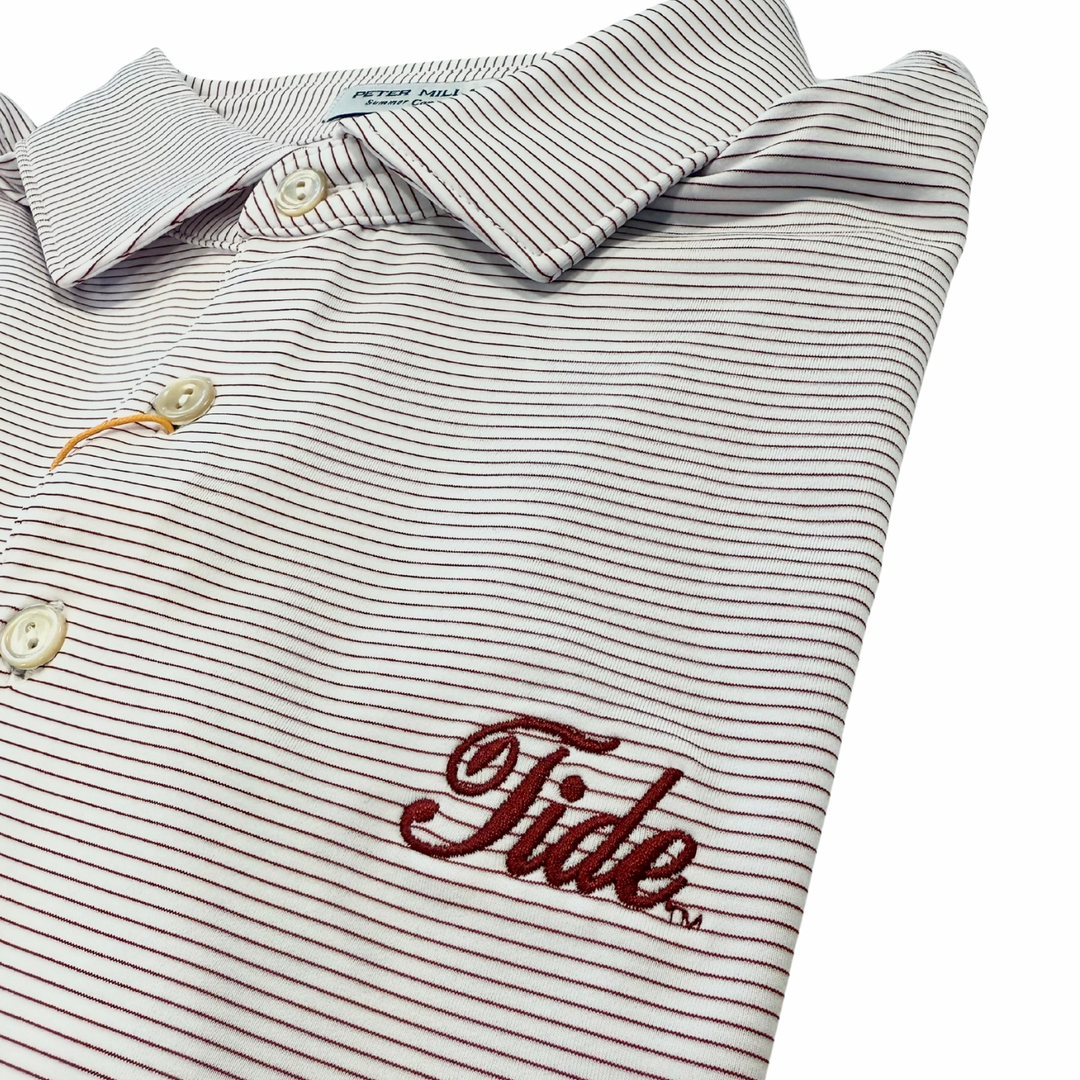 Peter Millar Halford Polo- Crimson & White (Tide Script)