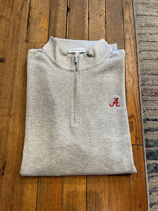 Peter Millar Light Gray Crown Comfort Quarter Zip (Script A)