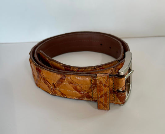 Torino 35MM Pirarucu Leather Satin Belt