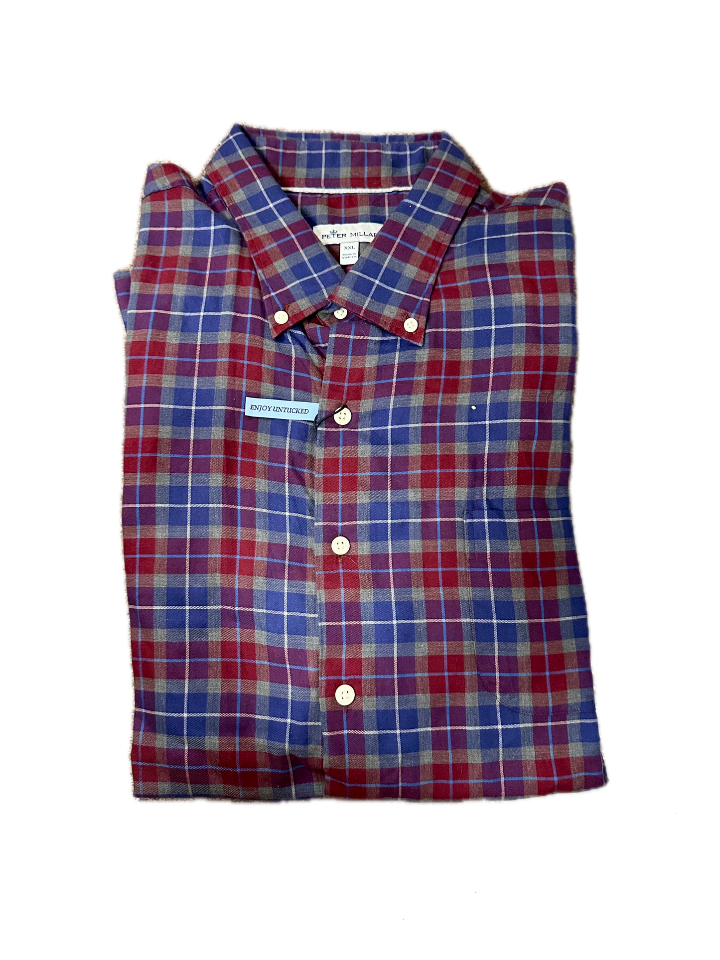 Peter Millar Navy & Crimson Plaid Button Up