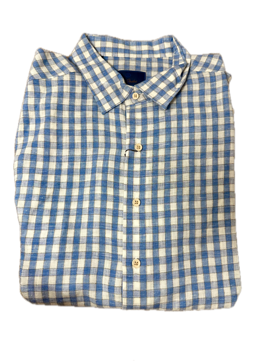 David Donahue Blue Plaid Button Up