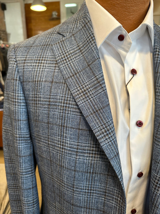 Hart Schaffner Marx Blue/Brown Plaid Sport Coat