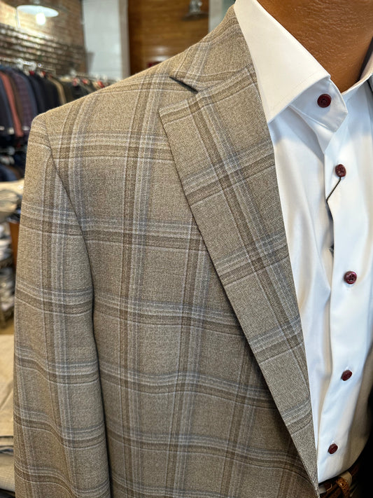 Hart Schaffner Marx Light Brown Plaid Sport Coat