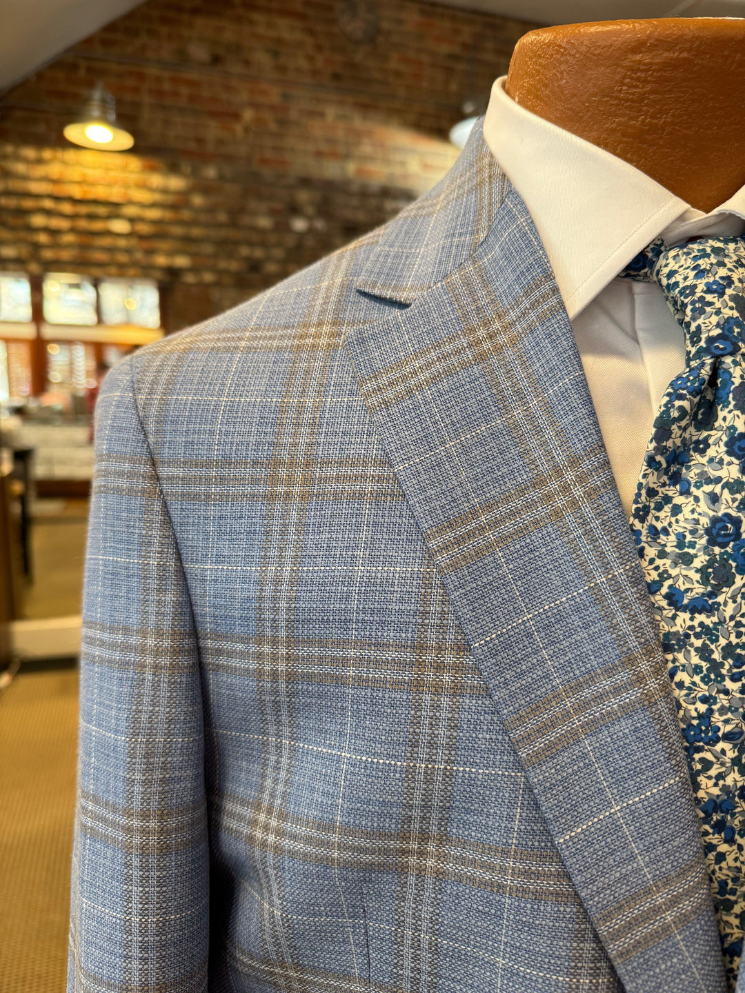 Jack Victor Light Blue/Brown Windowpane Sport Coat
