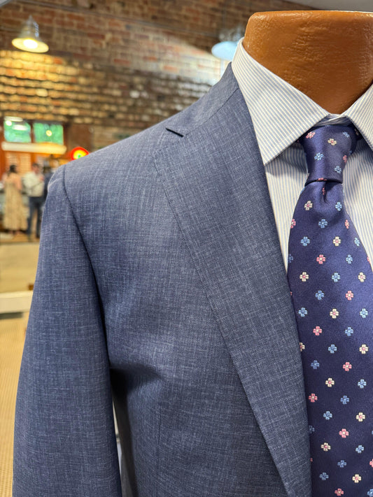 Hart Schaffner Marx Blue Fancy Solid Suit