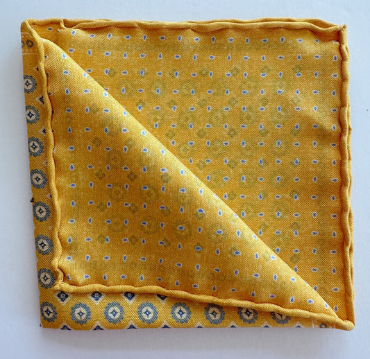 David Donahue Pocket Square - Yellow Circles/Polka Dots