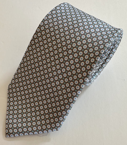 David Donahue Tie - Gray with Blue Circles/Green Squares