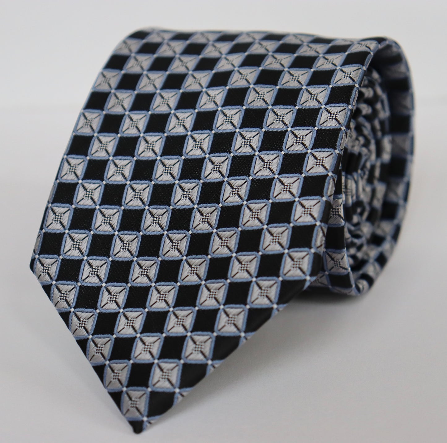 Scotty Z Tie - Black/Silver Checkered Pattern