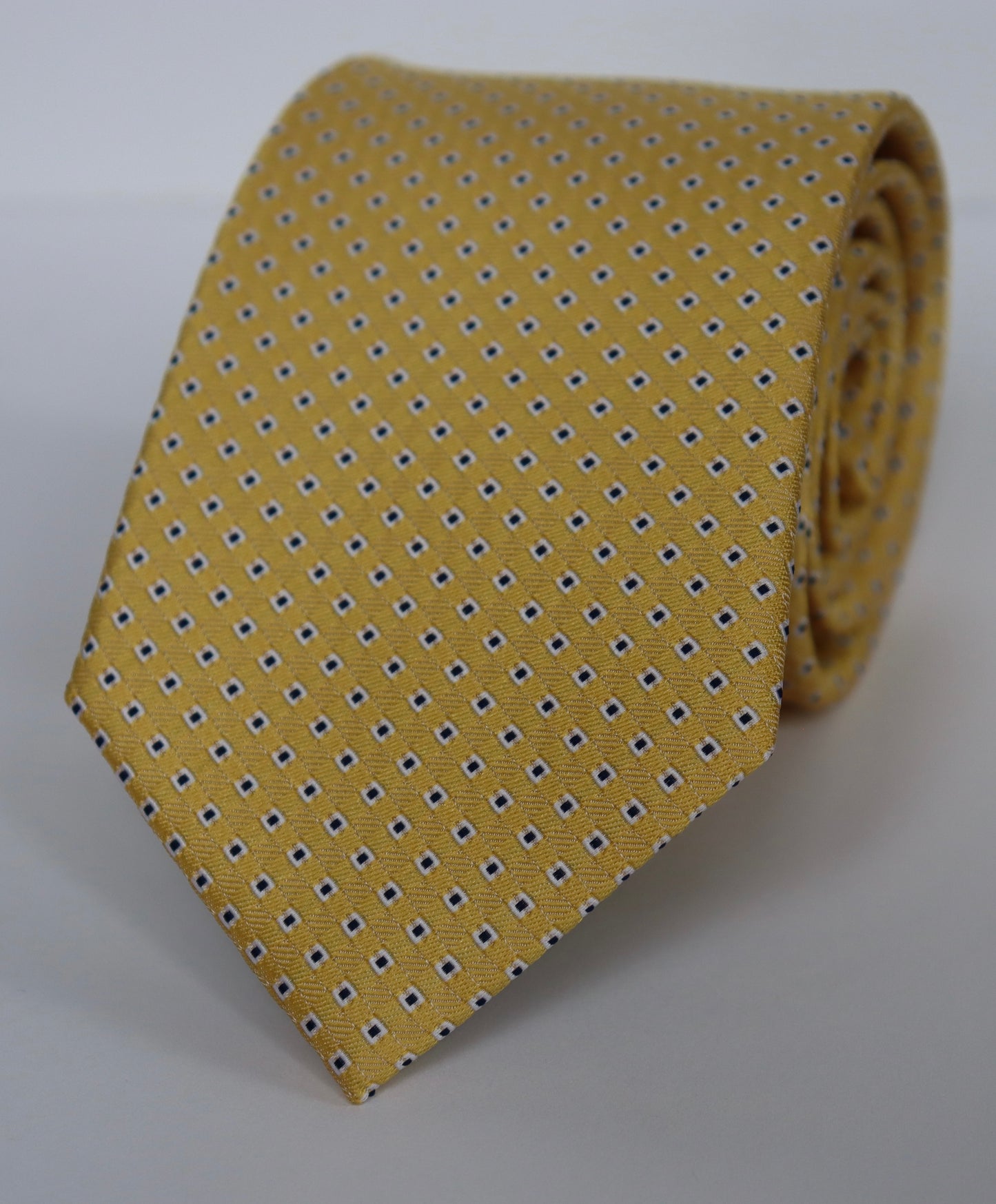 Scotty Z Tie - Gold with Navy Pindots
