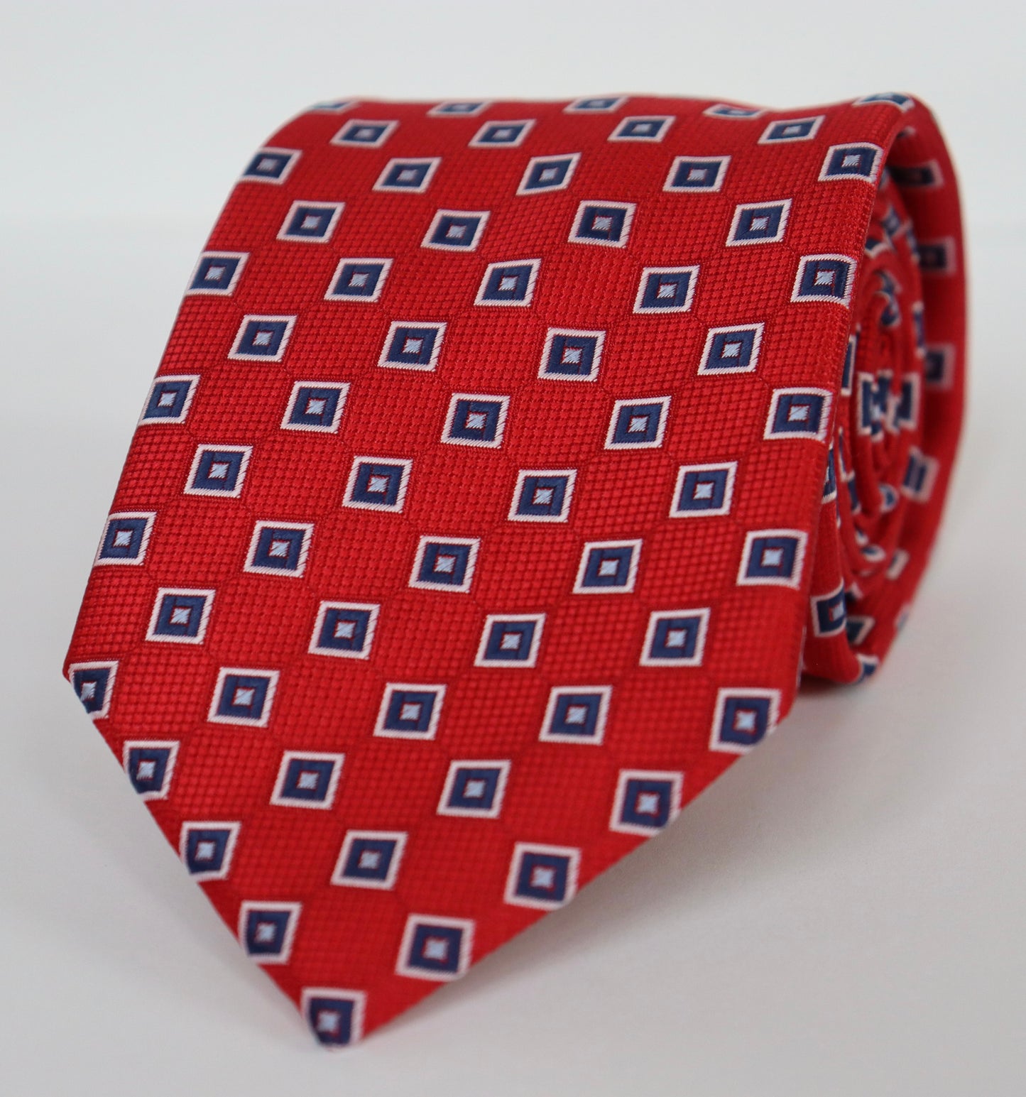 Scotty Z Tie - Crimson with Silver/Navy/Blue Squares