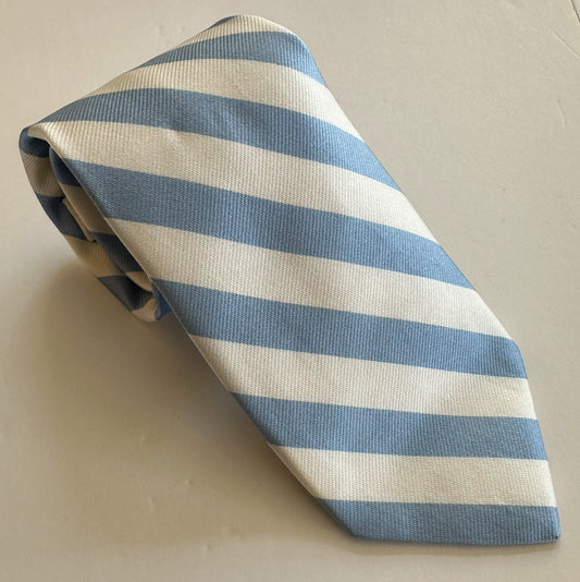 R. Hanauer Tie - Carolina Blue/White 1/2" Bar Stripe