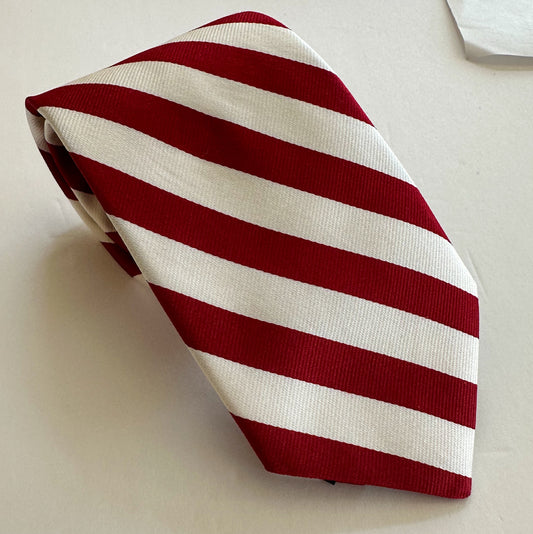 R. Hanauer Tie - Scarlet/White 1/2" Bar Stripe