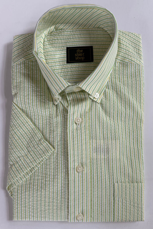 The Shirt Shop Lime Seersucker SS Button Down