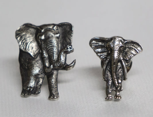 Clint Orms Sterling Silver Elephant Lapel Pin (2 Sizes)